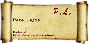 Pete Lajos névjegykártya